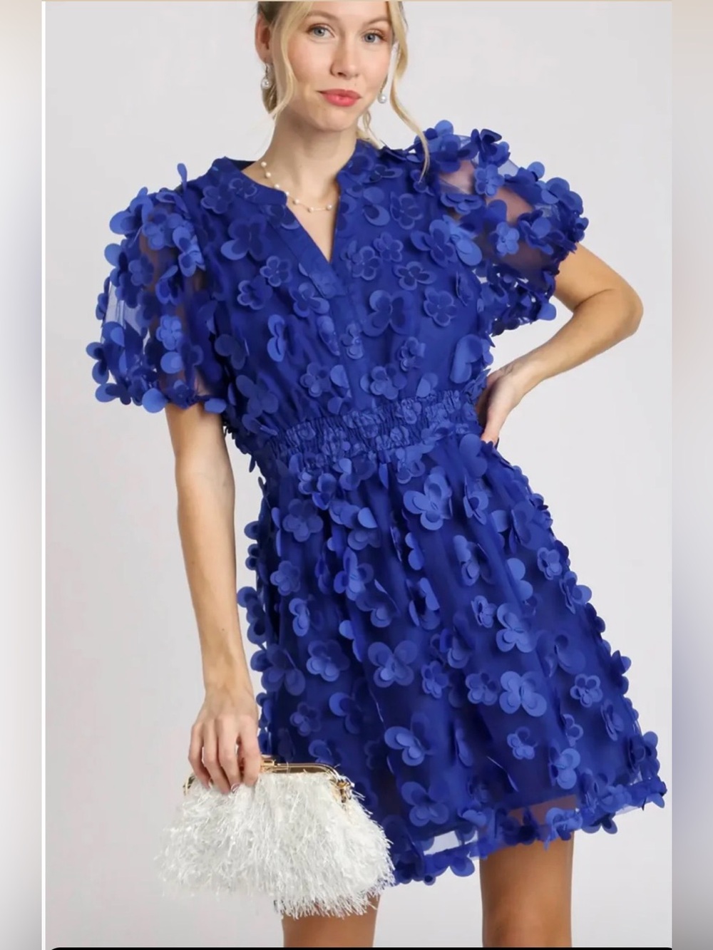 NWT Umgee Royal Blue 3D Butterfly Appliqué Organza Mini Dress Size S Romantic